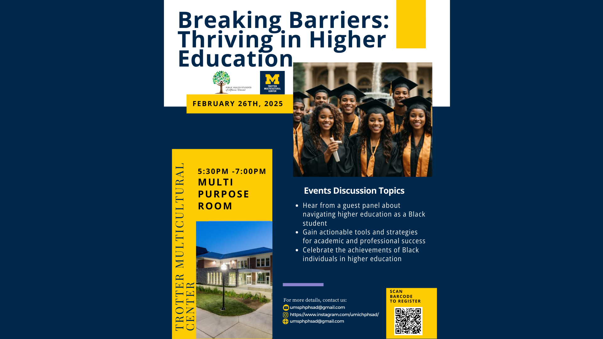 Event Flyer for Breaking Barriers: Thriving in Higher Education Panel